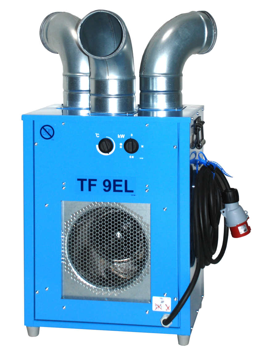 Varmeaggregat med luftfordeler 400V effekt < 10 kW